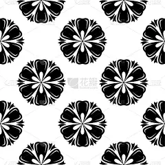 黑白花无缝图案