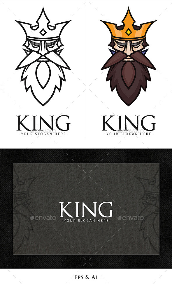 国王的标志——人类标志模板king logo - humans logo templates胡子