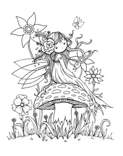 黑白稿 少女 花纹 图案