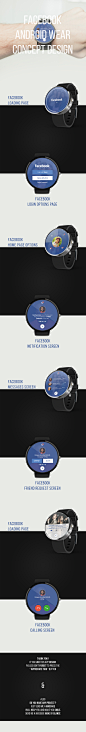 Facebook android wear concept design : This is a facebook android wear concept design done by me. This is my first time designing Smartwatch app design so if you found any problem just please let me know .Thank you