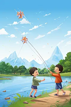 春游踏青旅行插画