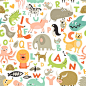 Children alphabet seamless pattern