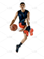 篮球运动员,男人,分离着色,篮球,垂直画幅,进行中,运动员,全身像,白色背景,人