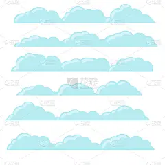 蓝色泡沫云。孤立的卡通平面插图。晴朗的天空和夏日的好天气