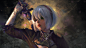 General 3661x2059 NieR YoRHa Type A No.2 video game art fan art painting fantasy art women video game girls blindfold video games girls with swords ash blonde red lipstick