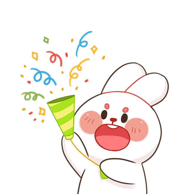 千库网_小兔子撒花庆祝表情包_元素编号13606611