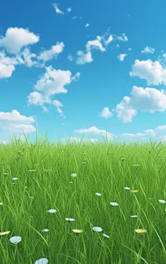 草地蓝天白云背景壁纸素材图