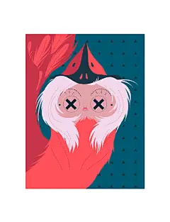 昨天发的这组插画，其实是可以正反两面看的，有不少童鞋在评论里也猜出来了，很棒哦！三幅画的标题分别是《白颊红鹤还是红衣女巫》《老年的白雪公主和王子》《25岁还是52岁》，创意来自@兽桃Loco ，我很喜欢 ​​​​