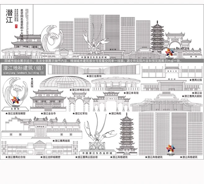 中国湖北潜江地标建筑潜江城市建筑潜江城市插画潜江城市景点合集-花瓣网