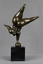 Bronze Sculpture Big Balancing Lady Female Nude Happy Curvy image 1