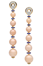 Bulgari - High jewelry earrings yellow gold with pink coral beads, sapphires and brilliant-cut diamonds.