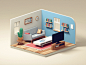 New Condo room vray moving construction livingroom house gif isometric 3d c4d animation illustration