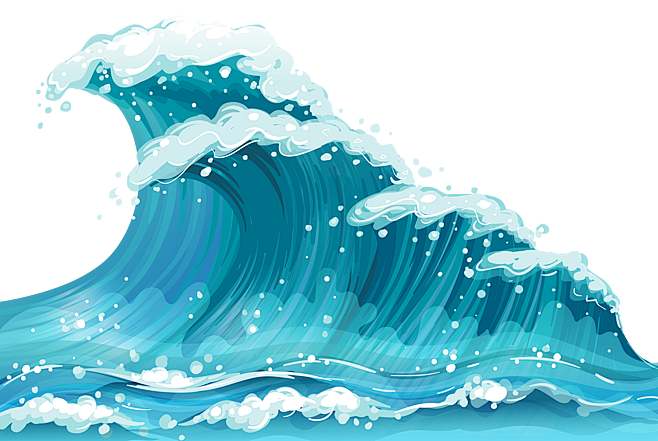 水花波浪海浪矢量素材png透明底