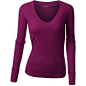 Doublju Womens Fitted Long Sleeve V-Neck Thermal T-Shirt