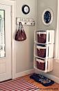 Simple Storage Idea: Lines Baskets in Upcycled Crates |  with My Pink Life | Blog by Aimee Weaver