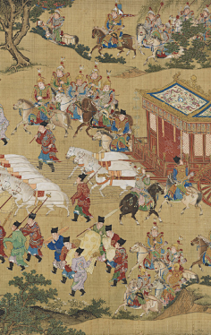 画面右侧可以见到,皇帝的銮驾刚刚离开的德胜门