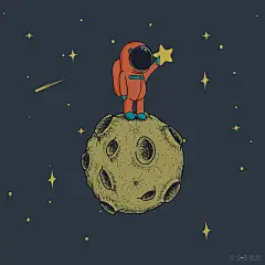 宇航员_星星_月亮_可爱_天空_孩子气_手_矢量_插画_图片大全—全景创意图库（quanjing.com）中国领先的正版图片视频素材网站