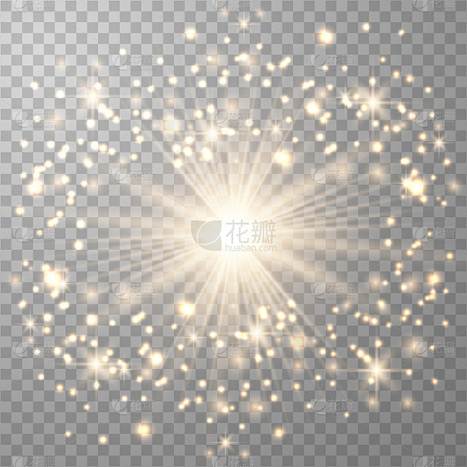 发光的恒星爆炸。闪闪发光。矢量图
