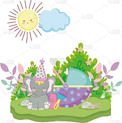 可爱的,象,小的,派对帽,华丽的,玩具,动物,儿童,童年,问候