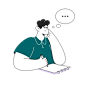 Thoughtful man with empty list Illustration in PNG, SVG