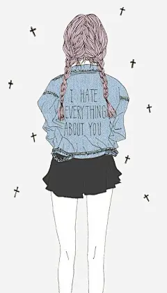 女孩背影_新图网 https://ixintu.com 手绘 卡通 背影 插画 女孩