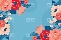植物花卉背景  - 源文件下载【酷图网】壁纸,花卉,植物,卡通,清新花朵背景,春天手绘壁纸