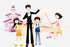 演奏乐器的女孩矢量图免抠素材_新图网 https://ixintu.com 人物插画 卡通人物 卡通插画 女孩 演奏乐器 矢量人物 音乐 矢量图