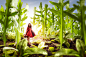 florette fairy tales : red riding hood and snow white in a salad landscape