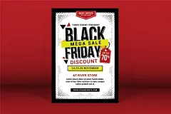 黑色星期五购物促销传单海报模板可编辑设计PSD素材下载 Black Friday Sale Flyer