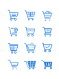 矢量免扣蓝色简约购物车购物袋图标icon