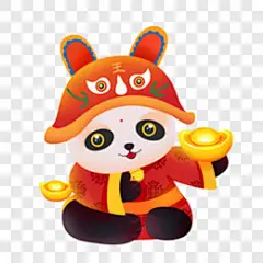 可爱熊猫拜年手绘插画设计节日元素PNG图片➤来自 PNG搜索网 pngss.com 免费免扣png素材下载！