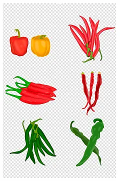 手绘蔬菜辣椒红辣椒菜辣椒