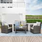 Netherside Polyethylene (PE) Wicker 4 - Person Seating Group with Cushions