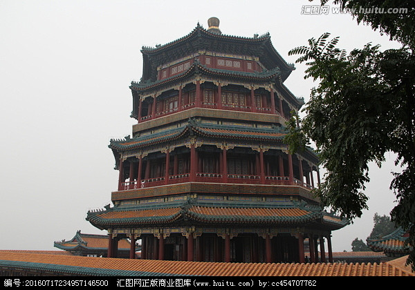 中国颐和园寺庙佛塔亭子