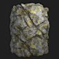 Mossy Rock, Peter Severud : Got a better idea for direction for moss and lichen coverage after looking at Jonas Ronnegard's Substance Masters - Vol 1 mossy rock material.