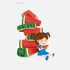 卡通吃西瓜的女孩免抠素材图片大小1024x1024px 图片尺寸507.49 KB 来自PNG搜索网 pngss.com 免费免扣png素材下载！吃西瓜#免扣素材#女孩#人物元素#时尚#透明素材#装饰#
