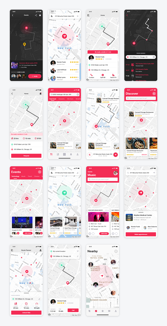 地图app ui设计 .xd .fig .sketch素材下载 - 豆皮儿-花瓣网