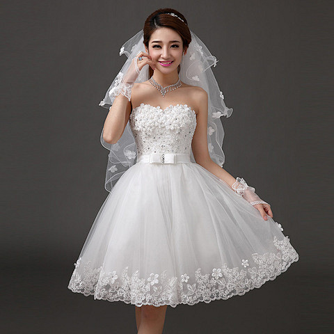 2014夏季新款短款蓬蓬裙婚纱韩版公主可爱唯美婚纱主持伴娘礼服