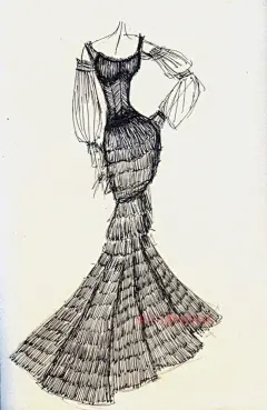 【简单黑白—线条的魅力】笔尖时尚 手绘插画 素材 时装周 婚纱手绘 铅笔画 设计稿