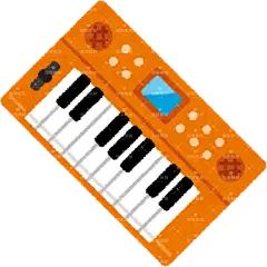 用于播放各种颜色音乐的键盘（合成器）的插图keyboard5_orange  插画 免扣 素材 手绘 png1