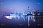 夜晚,城市天际线,城市,水,天空,新的,客船,曙暮光,滨水,都市风景
