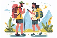 扁平风旅游氛围感简约插画