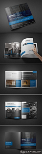 黑色科技行业画册设计 创意蓝色色条元素黑色科技画册封面设计 时尚科技感蓝白色画册
