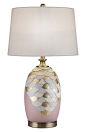 JALEXANDER LIGHTING JAlexander Rose Quartz Table Lamp with Faux Leather & Brass Accents, Main, color, 650