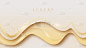 优雅的奶油色背景与线条金色元素。写实豪华剪纸风格3d现代概念。