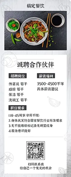 餐饮招聘长图海报