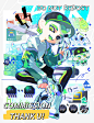 其中可能包括：a cartoon character sitting on top of a skateboard in front of a computer screen