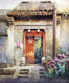 中国水彩画家黄有维笔下的老北京!#插画艺术作品# ​​​​