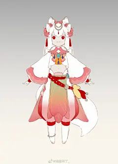 #假如oc拥有了游戏皮肤# #见月隐隐# 喜欢宝石的小狐狸妖怪琛华，从p3开始是原设定 ​​​​