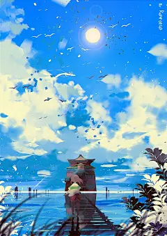 澄澈的世界。水镜特辑 : “水镜”因水面的反射，宛若镜子一般将一切景物映了出来。像照镜子一样的两个世界看起来很梦幻，会给人一种进入了某个故事当中的奇妙感觉呢。今天，就为大家送上描绘了水镜的插画作品特辑。快来看看吧。
